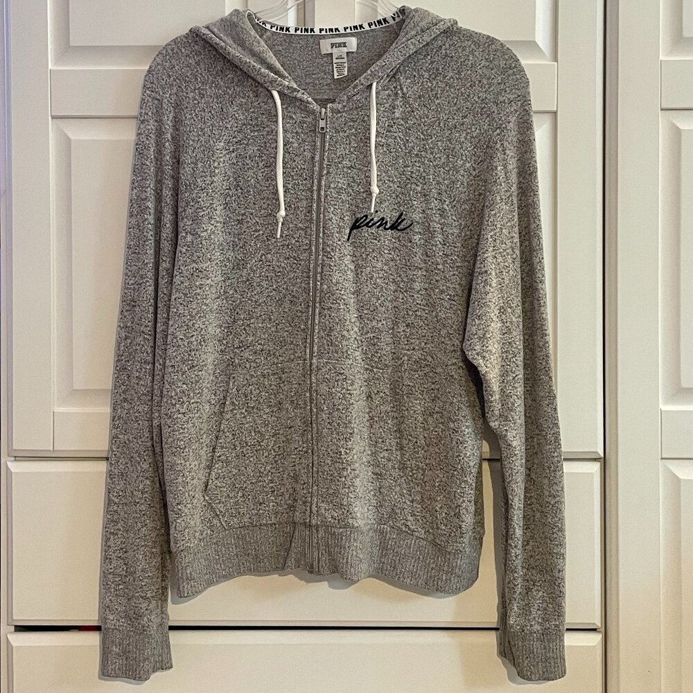 PINK Victoria's Secret, Grey Zip-Up Hoodie, Large